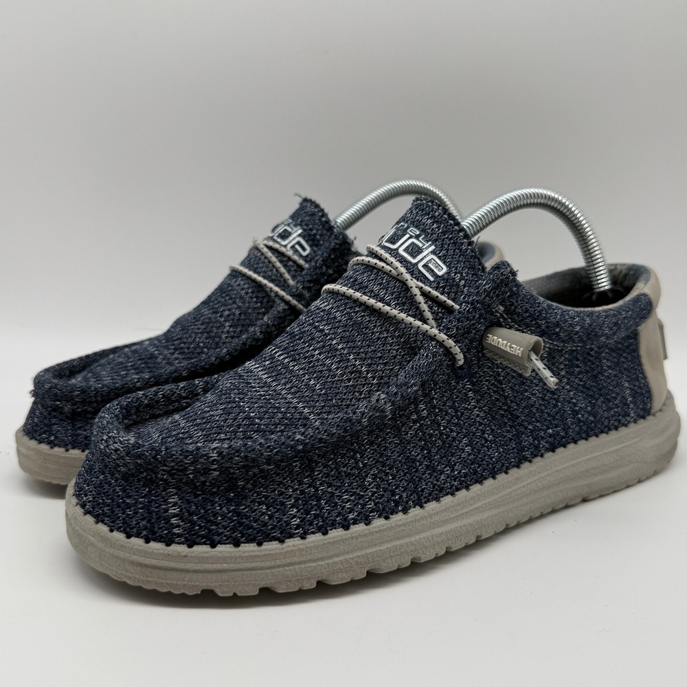 Hey Dude Wally Sox Women Size 7 Moonlit Ocean Navy Blue Knit Slip On Loafers